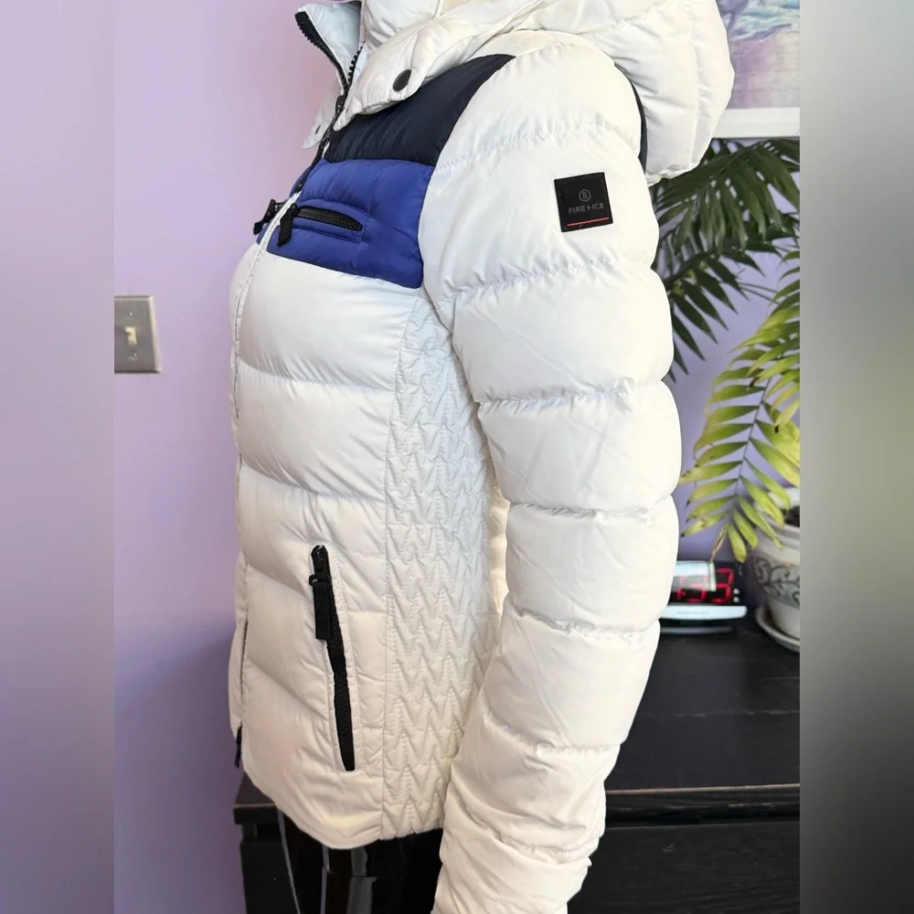 Women's Bogner Fire&Ice White and Blue Puffer Down ski Jacket xs - Picture 2 of 16